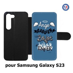 Etui cuir pour Samsung Galaxy S23 ProseCafé© coque Humour : Ange gardien un boulot d'enfer
