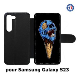 Etui cuir pour Samsung Galaxy S23 Ice Skull - Crâne Glace - Cône Crâne - skull art