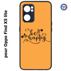 Coque pour Oppo Find X5 lite Be Happy sur fond orange - Soyez heureux - Sois heureuse - citation
