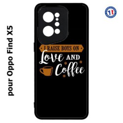 Coque pour Oppo Find X5 I raise boys on Love and Coffee - coque café
