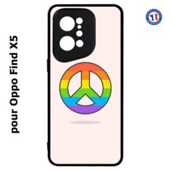 Coque pour Oppo Find X5 Peace and Love LGBT - couleur arc en ciel