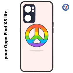 Coque pour Oppo Find X5 lite Peace and Love LGBT - couleur arc en ciel