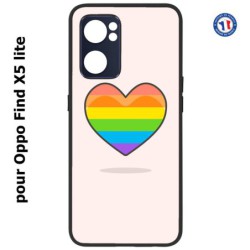 Coque pour Oppo Find X5 lite Rainbow hearth LGBT - couleur arc en ciel Coeur LGBT