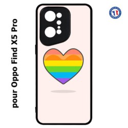 Coque pour Oppo Find X5 PRO Rainbow hearth LGBT - couleur arc en ciel Coeur LGBT