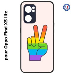 Coque pour Oppo Find X5 lite Rainbow Peace LGBT - couleur arc en ciel Main Victoire Paix LGBT