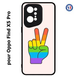 Coque pour Oppo Find X5 PRO Rainbow Peace LGBT - couleur arc en ciel Main Victoire Paix LGBT
