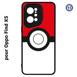 Coque pour Oppo Find X5 rond noir sur fond rouge et blanc