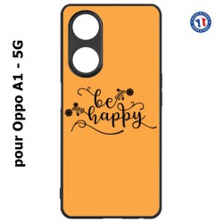Coque pour Oppo A1 - 5G Be Happy sur fond orange - Soyez heureux - Sois heureuse - citation