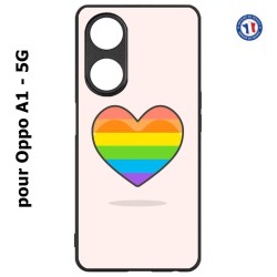 Coque pour Oppo A1 - 5G Rainbow hearth LGBT - couleur arc en ciel Coeur LGBT