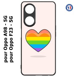 Coque pour Oppo A98 - 5G Rainbow hearth LGBT - couleur arc en ciel Coeur LGBT
