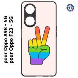 Coque pour Oppo A98 - 5G Rainbow Peace LGBT - couleur arc en ciel Main Victoire Paix LGBT
