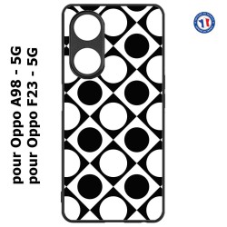 Coque pour Oppo A98 - 5G motif géométrique pattern noir et blanc - ronds et carrés