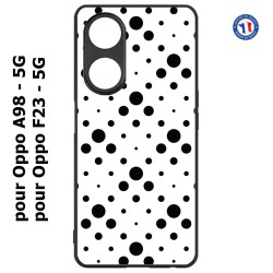 Coque pour Oppo A98 - 5G motif géométrique pattern noir et blanc - ronds noirs sur fond blanc
