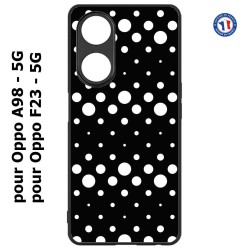 Coque pour Oppo A98 - 5G motif géométrique pattern N et B ronds noir sur blanc