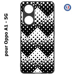 Coque pour Oppo A1 - 5G motif géométrique pattern noir et blanc - ronds carrés noirs blancs