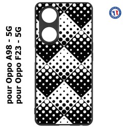 Coque pour Oppo A98 - 5G motif géométrique pattern noir et blanc - ronds carrés noirs blancs