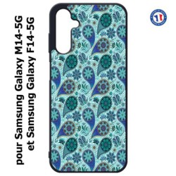 Coque pour Samsung Galaxy M14-5G et F14-5G Background cachemire motif bleu géométrique