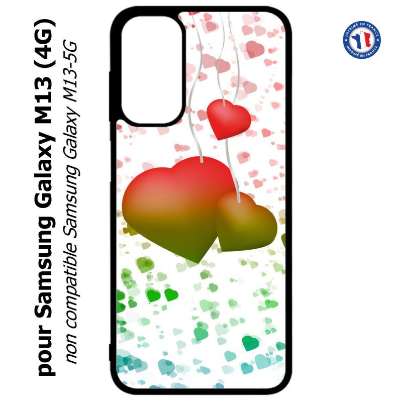 Coque pour Samsung Galaxy M13 (4G) fond coeur amour love