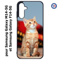 Coque pour Samsung Galaxy M14-5G et F14-5G Adorable chat - chat robe cannelle