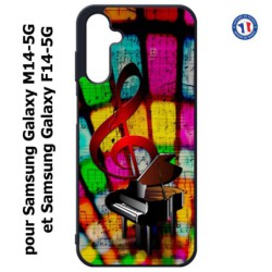Coque pour Samsung Galaxy M14-5G et F14-5G clé de sol piano - solfège - musique