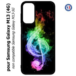 Coque pour Samsung Galaxy M13 (4G) clé de sol enflammée - solfège musique