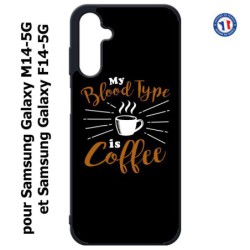 Coque pour Samsung Galaxy M14-5G et F14-5G My Blood Type is Coffee - coque café