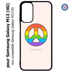 Coque pour Samsung Galaxy M13 (4G) Peace and Love LGBT - couleur arc en ciel