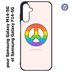 Coque pour Samsung Galaxy M14-5G et F14-5G Peace and Love LGBT - couleur arc en ciel
