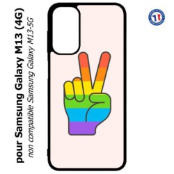 Coque pour Samsung Galaxy M13 (4G) Rainbow Peace LGBT - couleur arc en ciel Main Victoire Paix LGBT