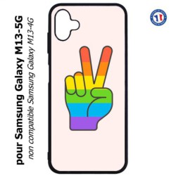 Coque pour Samsung Galaxy M13-5G Rainbow Peace LGBT - couleur arc en ciel Main Victoire Paix LGBT