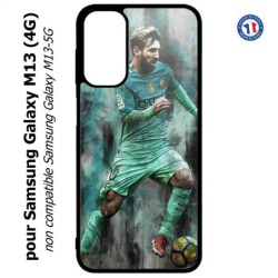 Coque pour Samsung Galaxy M13 (4G) Lionel Messi FC Barcelone Foot vert-rouge-jaune
