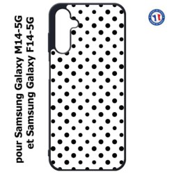 Coque pour Samsung Galaxy M14-5G et F14-5G motif géométrique pattern noir et blanc - ronds noirs