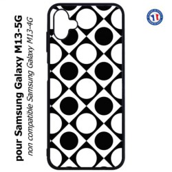 Coque pour Samsung Galaxy M13-5G motif géométrique pattern noir et blanc - ronds et carrés