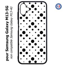 Coque pour Samsung Galaxy M13-5G motif géométrique pattern noir et blanc - ronds noirs sur fond blanc