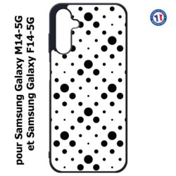 Coque pour Samsung Galaxy M14-5G et F14-5G motif géométrique pattern noir et blanc - ronds noirs sur fond blanc