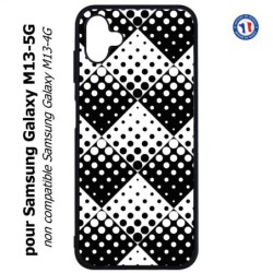 Coque pour Samsung Galaxy M13-5G motif géométrique pattern noir et blanc - ronds carrés noirs blancs
