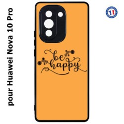 Coque pour Huawei Nova 10 Pro Be Happy sur fond orange - Soyez heureux - Sois heureuse - citation