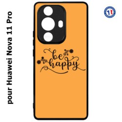 Coque pour Huawei Nova 11 Pro Be Happy sur fond orange - Soyez heureux - Sois heureuse - citation