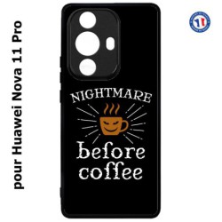 Coque pour Huawei Nova 11 Pro Nightmare before Coffee - coque café