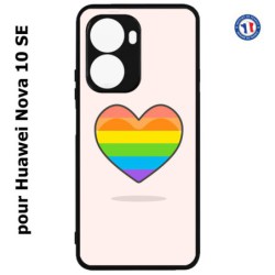 Coque pour Huawei Nova 10 SE Rainbow hearth LGBT - couleur arc en ciel Coeur LGBT