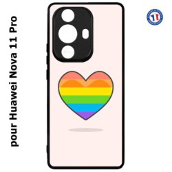 Coque pour Huawei Nova 11 Pro Rainbow hearth LGBT - couleur arc en ciel Coeur LGBT