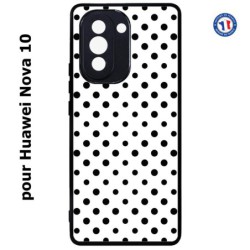 Coque pour Huawei Nova 10 motif géométrique pattern noir et blanc - ronds noirs
