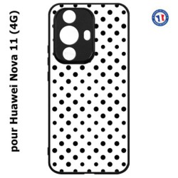 Coque pour Huawei Nova 11 4G motif géométrique pattern noir et blanc - ronds noirs