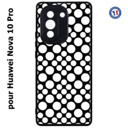 Coque pour Huawei Nova 10 Pro motif géométrique pattern N et B ronds blancs sur noir