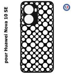 Coque pour Huawei Nova 10 SE motif géométrique pattern N et B ronds blancs sur noir