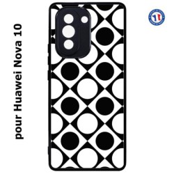 Coque pour Huawei Nova 10 motif géométrique pattern noir et blanc - ronds et carrés