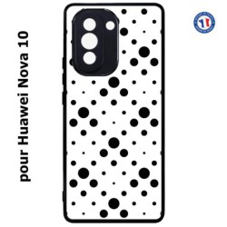 Coque pour Huawei Nova 10 motif géométrique pattern noir et blanc - ronds noirs sur fond blanc