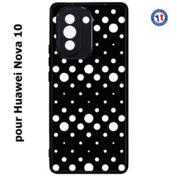 Coque pour Huawei Nova 10 motif géométrique pattern N et B ronds noir sur blanc