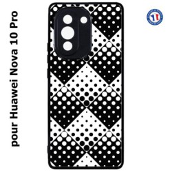 Coque pour Huawei Nova 10 Pro motif géométrique pattern noir et blanc - ronds carrés noirs blancs