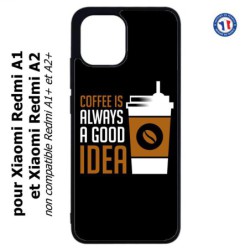 Coque pour Xiaomi Redmi A1 et A2 - Coffee is always a good idea - fond noir